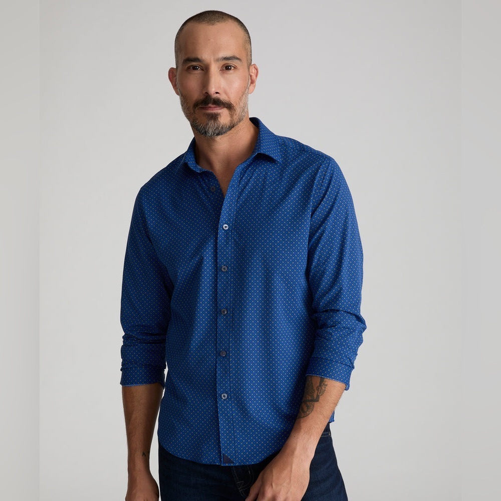 UNTUCKit Blue Diamond Print Regular Fit Button Down Shirt size XXL